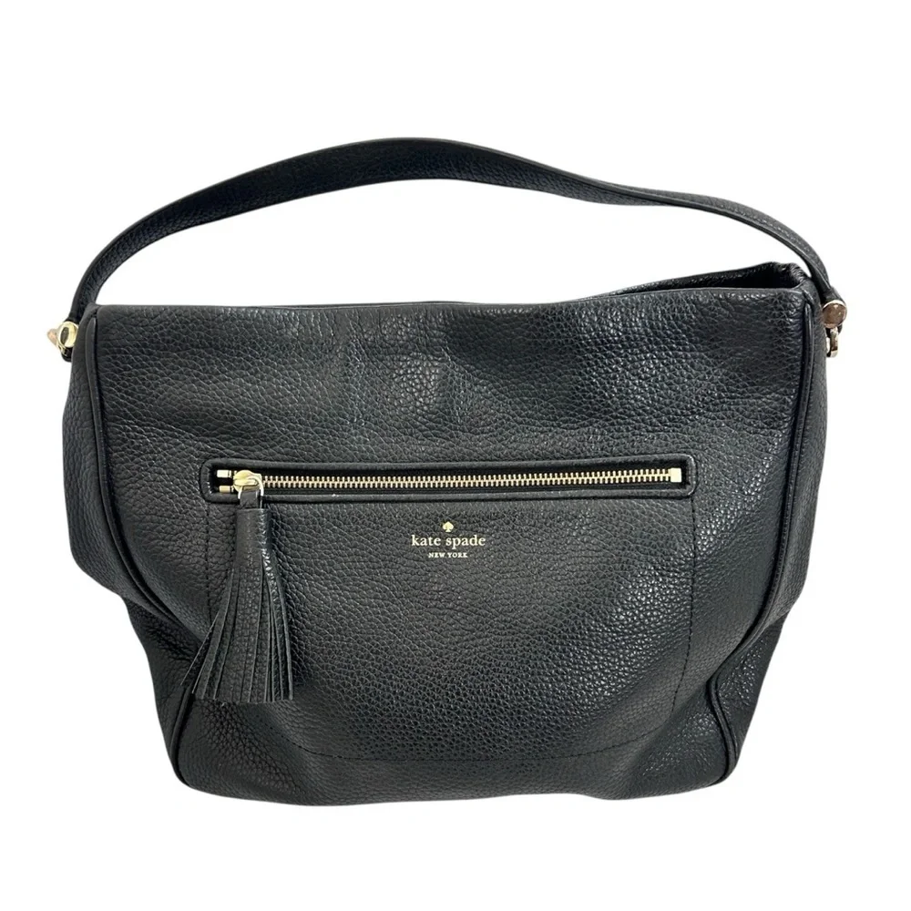 Kate Spade Chester Street Michaela Black Pebbled Leather Hobo Shoulder Bag